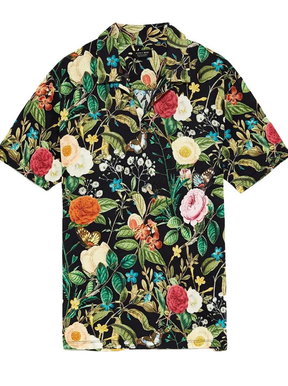 ZARA MAN Floral Print Polo Shirt Size L
